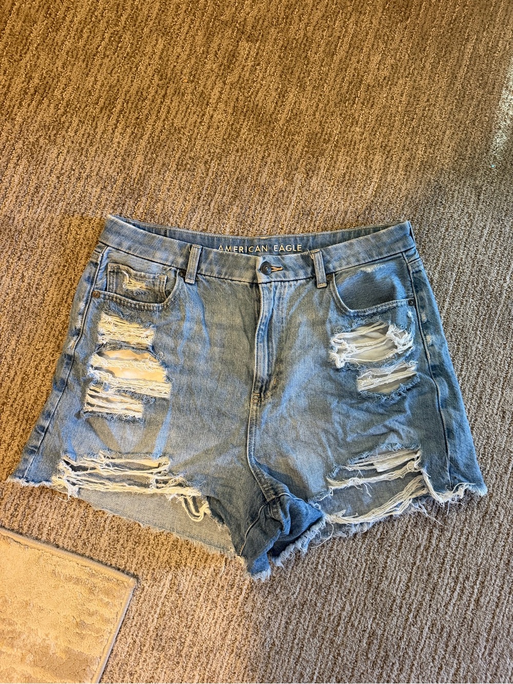 American Eagle High Waisted Distressed Curvy Mom Short in Size 14